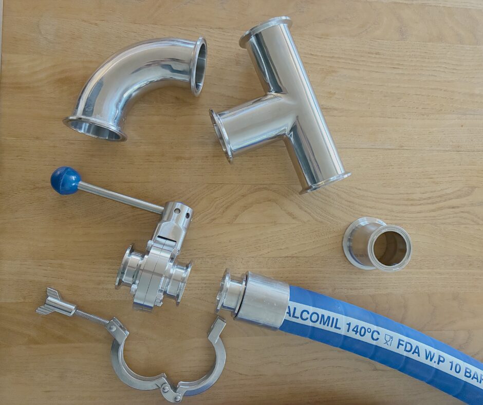 Stainless steel fittings and EPDM hoses